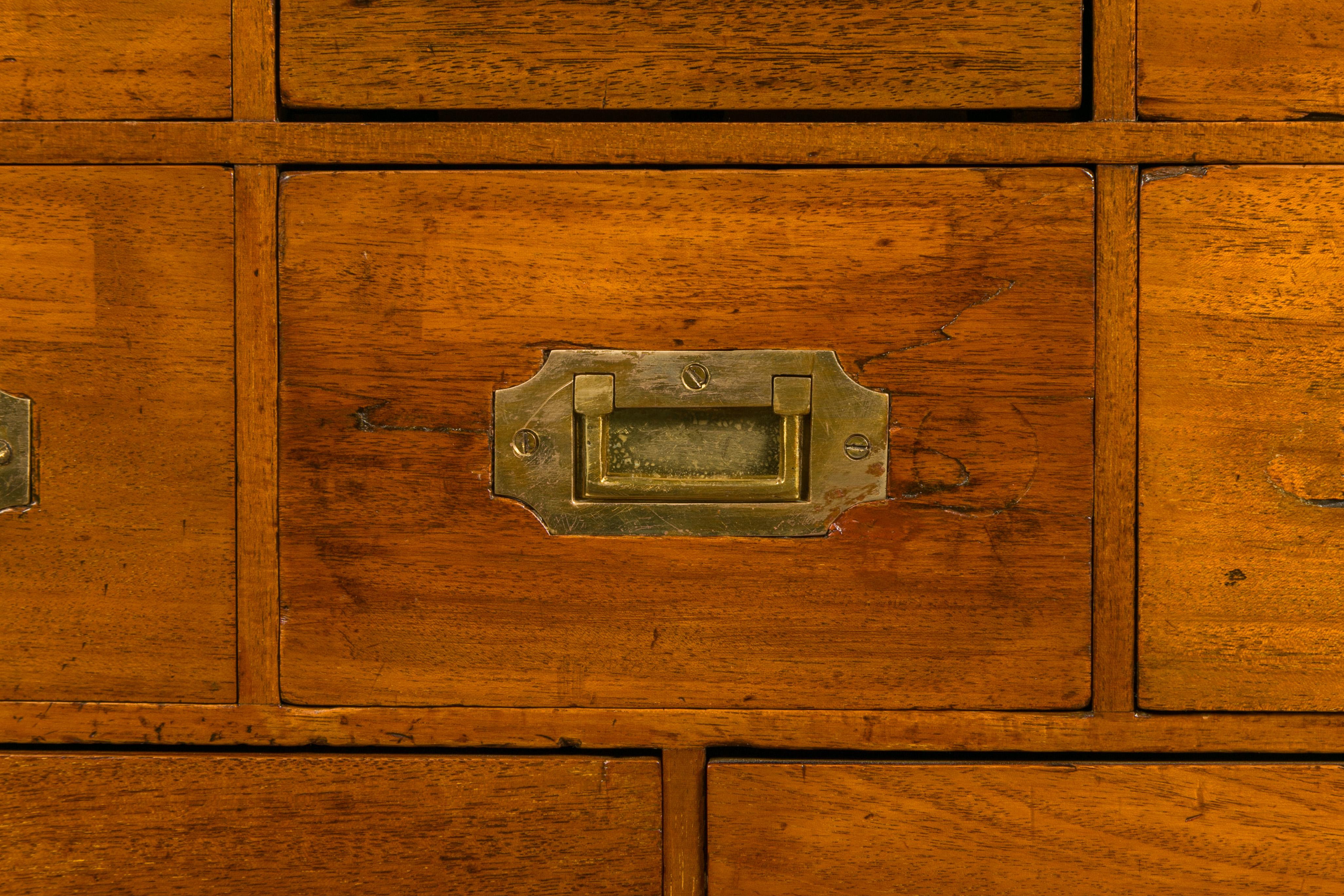 English 1840s Mahogany, Pine and Brass Campaign Chest on Custom Iron Stand 3