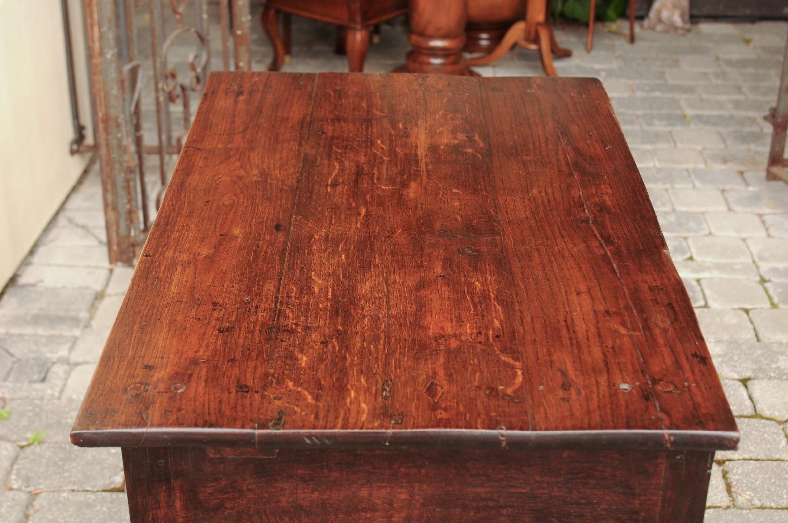 English 1840s Oak Side Table with Turned Legs and Curving X-Form Cross Stretcher 2