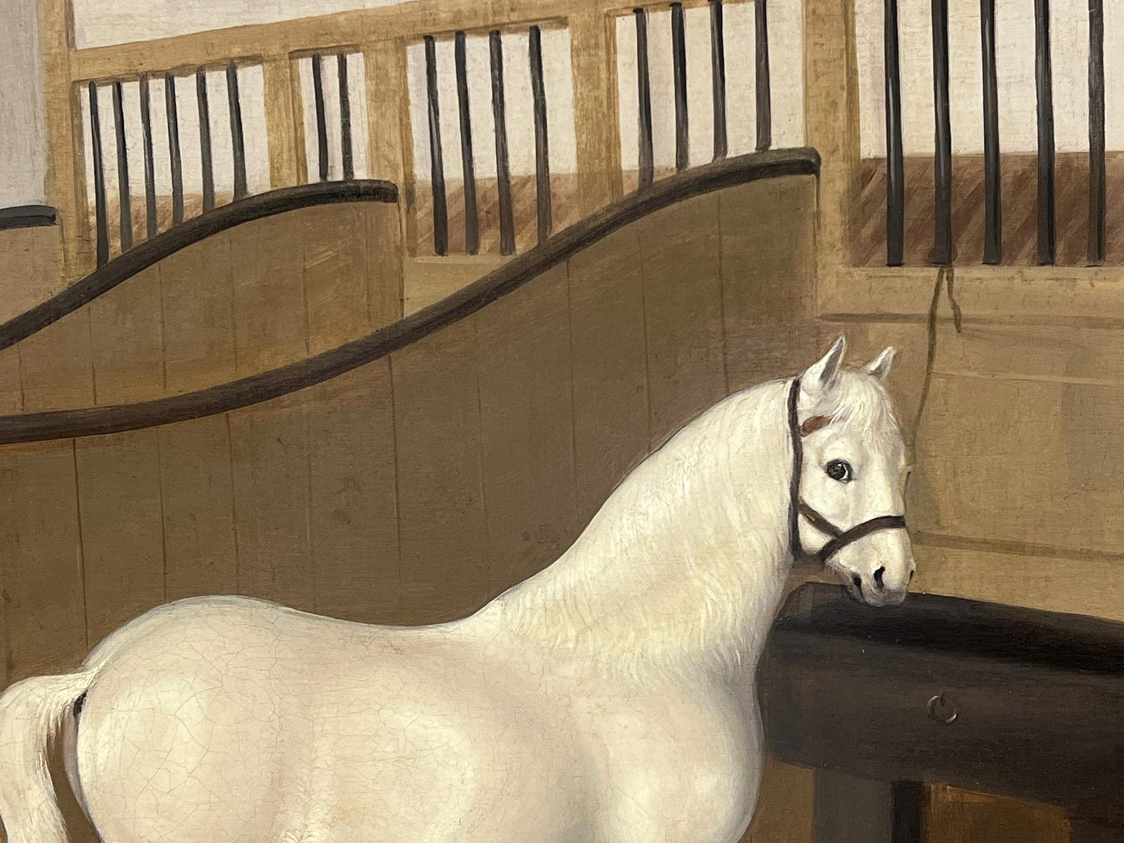 The White Horse in the Stable
English School, indistinctly signed lower right
dated 1842
signed, oil on canvas, framed
framed: 24 x 29 inches
canvas : 21.5 x 26.5 inches
provenance: private collection
condition: very good and sound condition