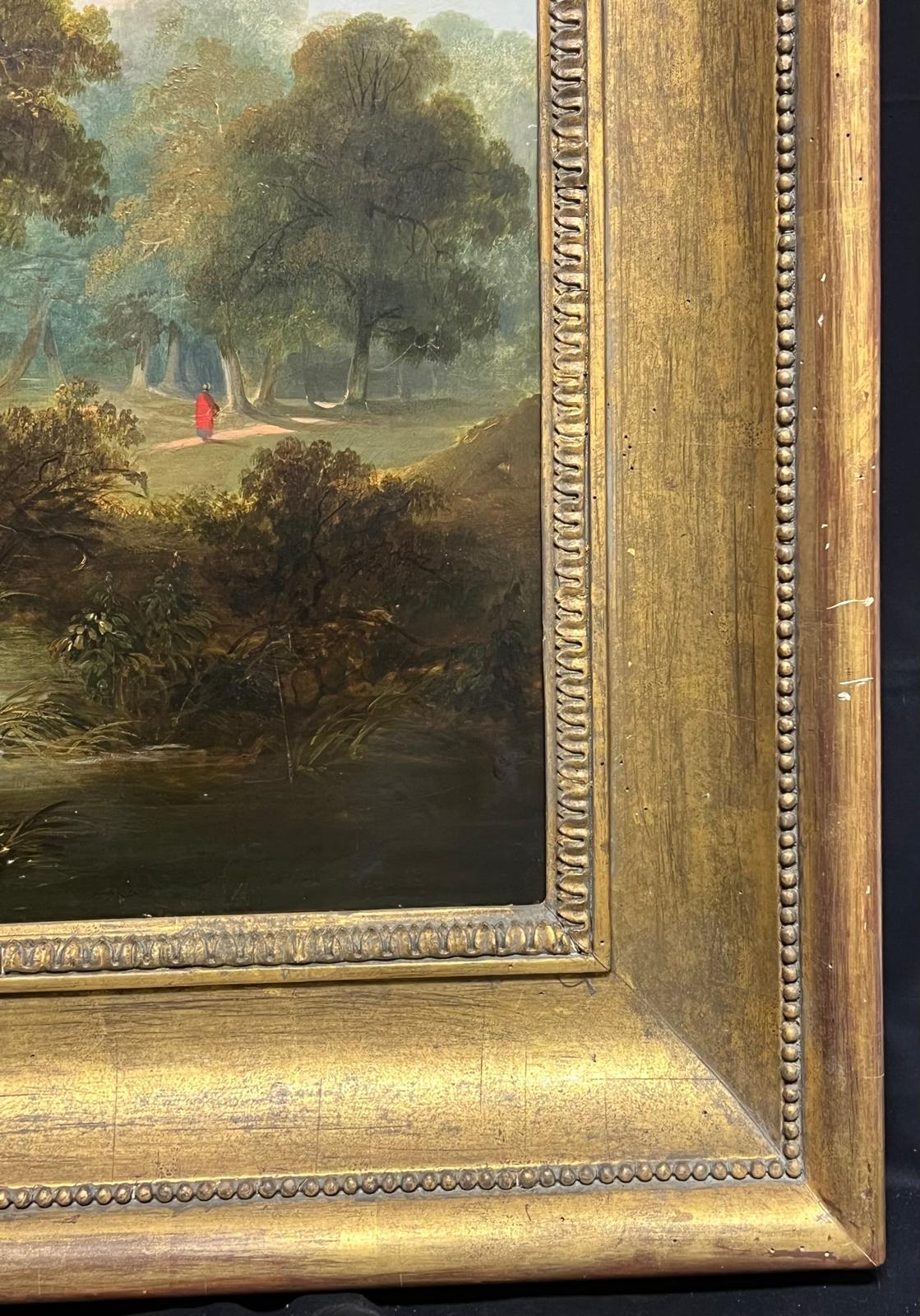 Fine Large 19th Century English Watermill Scene Oil Painting Cottage by Stream For Sale 7