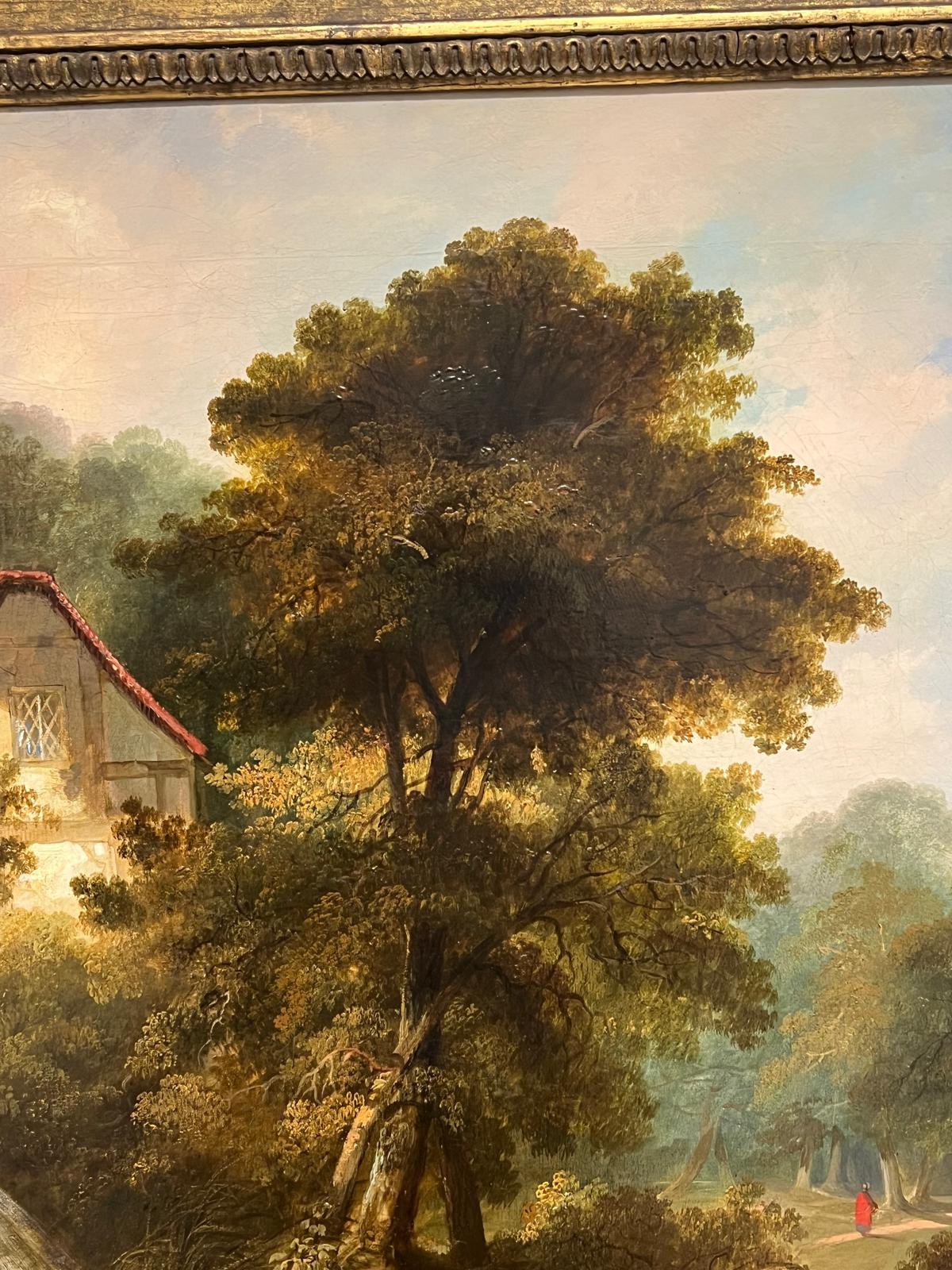 Idyllic Watermill Scene
English School, circa 1840's period
(there is an old frame plaque with the frame but we do not think this work is by that artist named on it)
oil on canvas, framed
framed: 34 x 39 inches
canvas: 25 x 30 inches
Provenance: