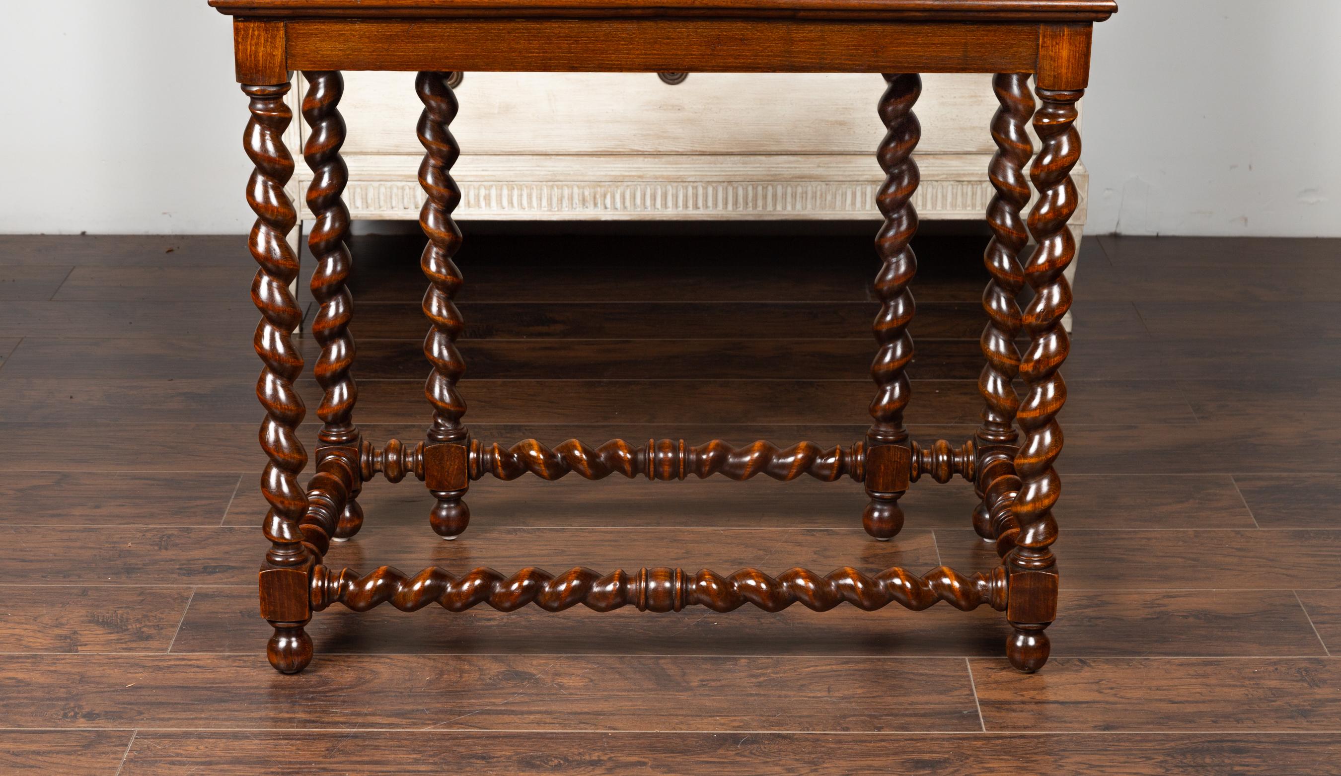 English 1850s Barley Twist Mahogany Console Table with Red Marble Top For Sale 11