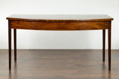 English 1850s Mahogany Bow Front Server with Single Drawer and Tapered Legs