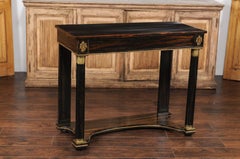 English 1850s Regency Style Faux-Painted Rosewood Console with Bronze Mounts