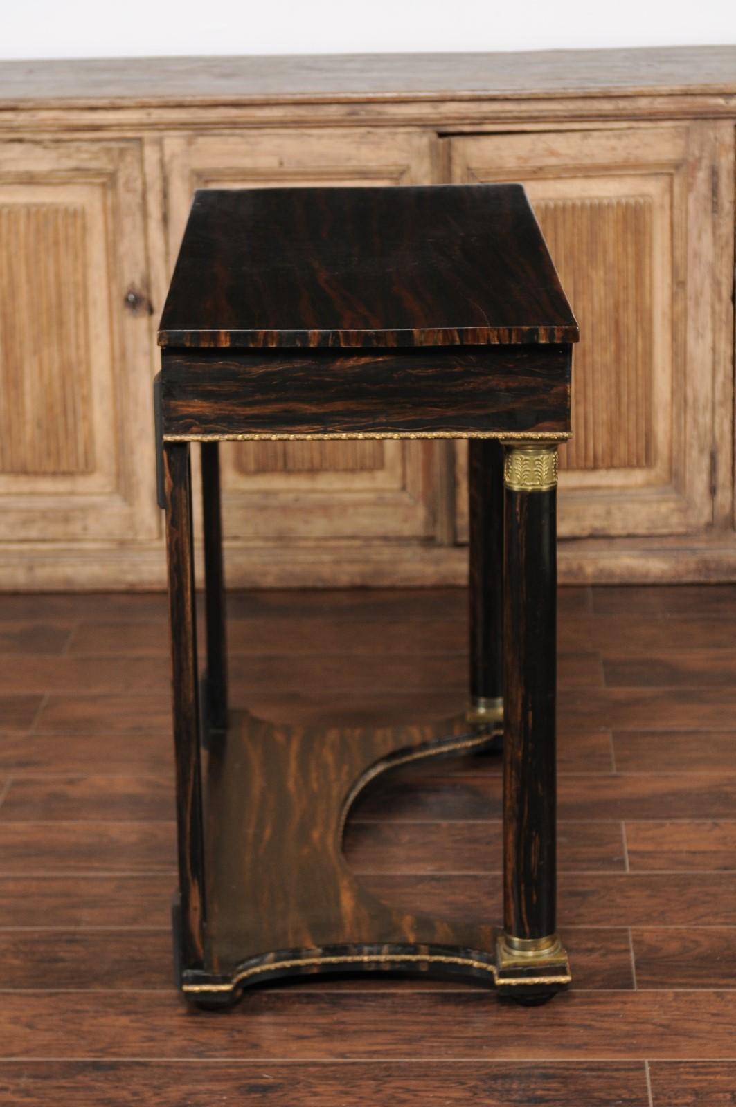 English 1850s Regency Style Faux-Painted Rosewood Console with Bronze Mounts 2
