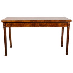 English 1860s Neoclassical Style Mahogany Veneer Console Table with Carved Urns
