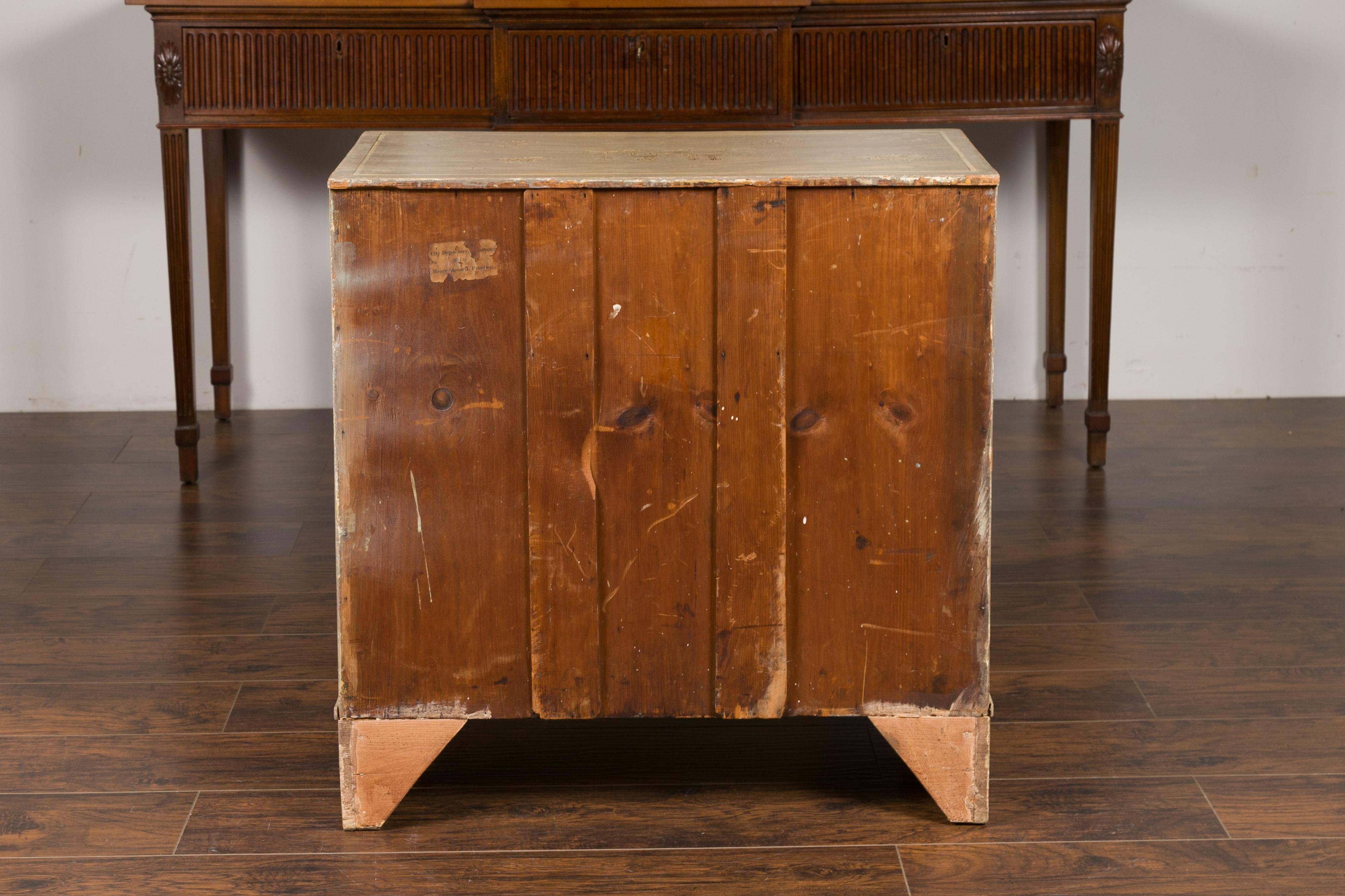 English 1860s Painted Chinoiserie Four-Drawer Chest with Ogee Bracket Feet 2
