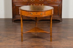 English 1860s Pine Center Table with Partitioned Drawer and Faux Bamboo Legs