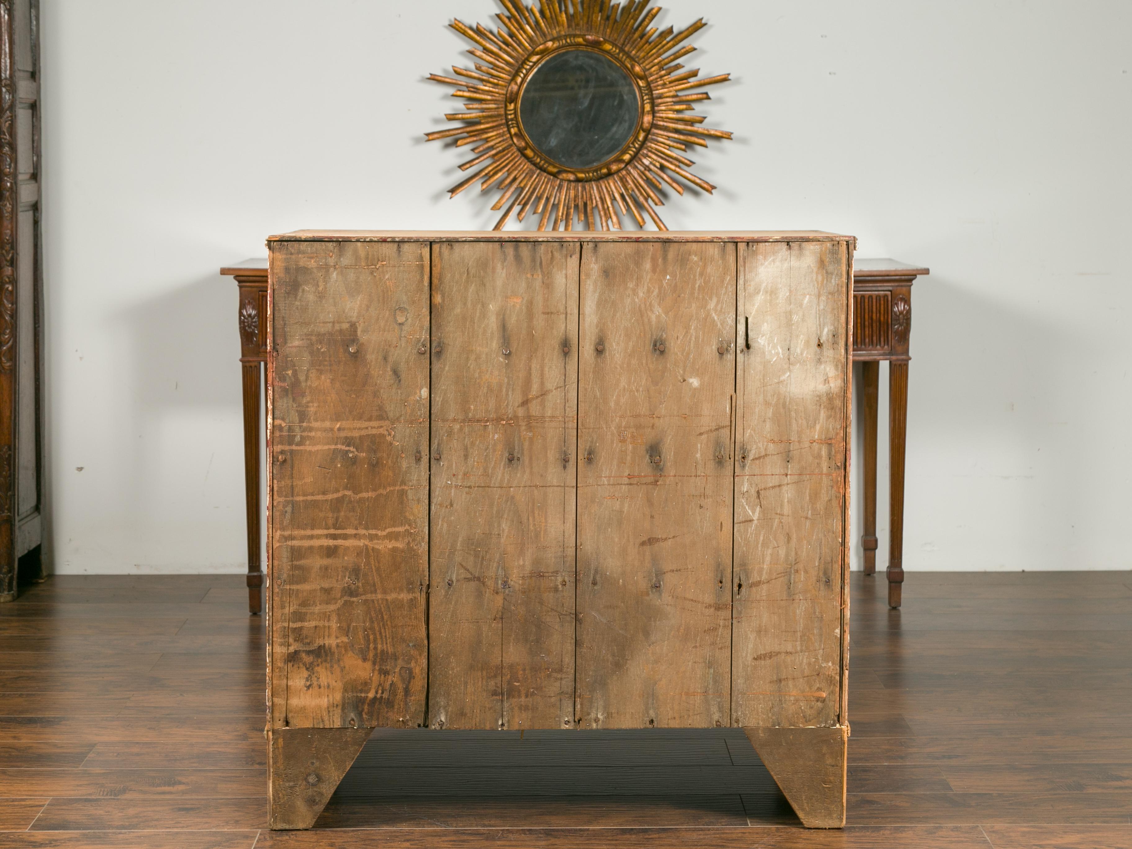 English 1860s Pine Five-Drawer Chest with Valanced Apron and Wooden Pulls 6