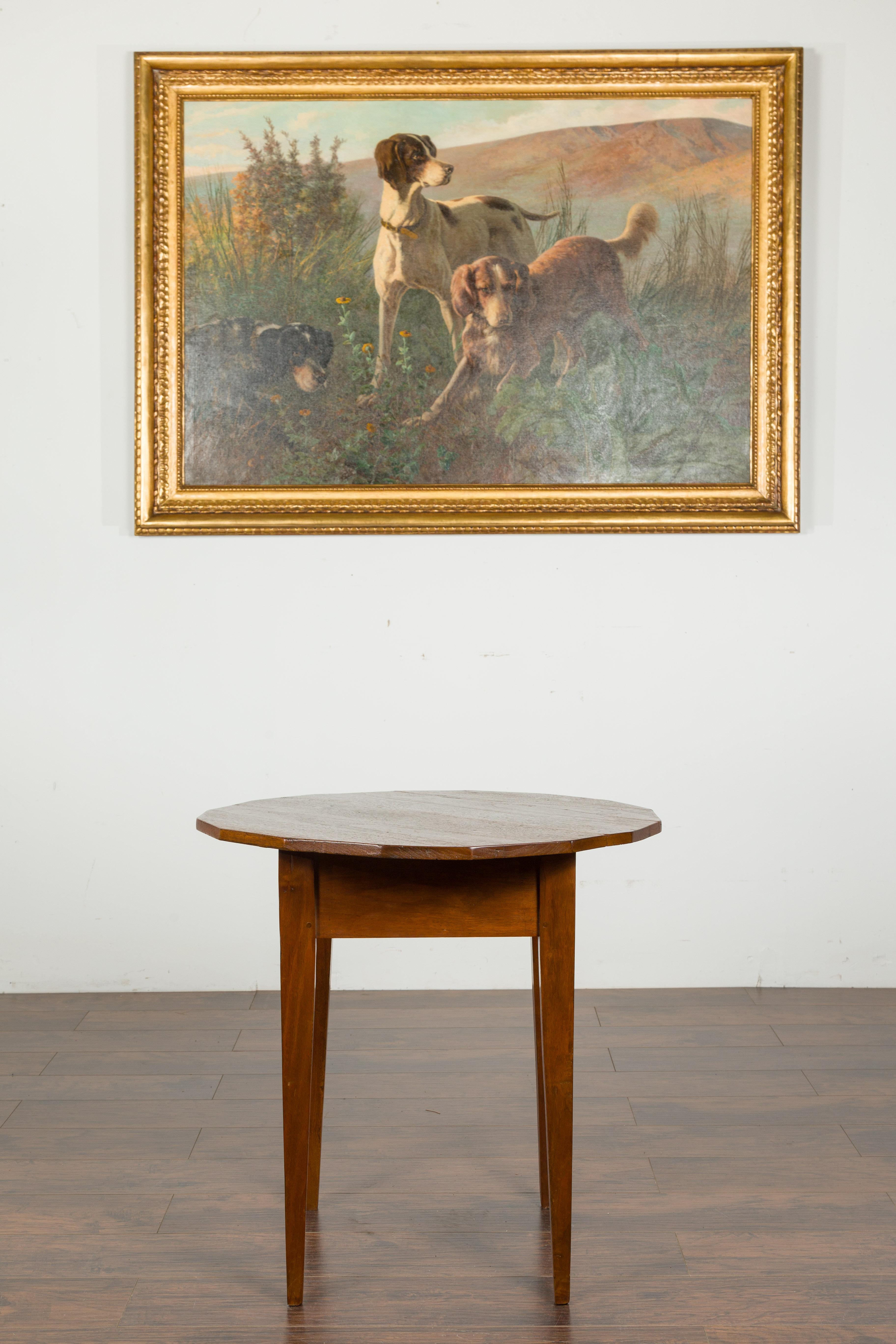 English 1860s Walnut Side Table with Polygonal Top and Tapered Legs In Good Condition In Atlanta, GA