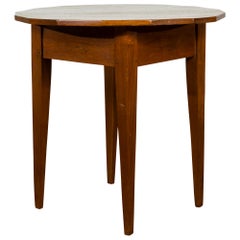 English 1860s Walnut Side Table with Polygonal Top and Tapered Legs