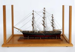 English 1870 Cutty Sark Clipper Hand-Crafted Model Encased in Wood, Glass 1970s