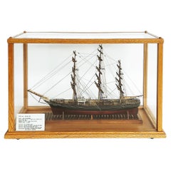 English 1870 Cutty Sark Clipper Hand-Crafted Model Encased in Wood, Glass 1970s