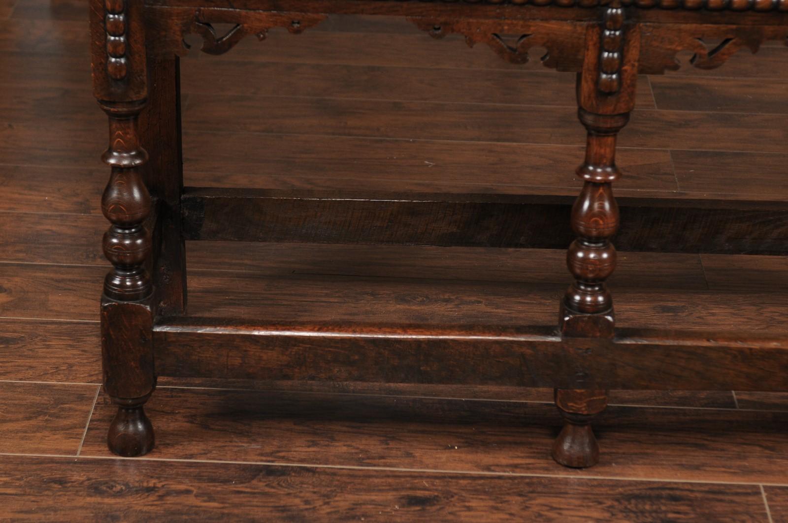 English 1870s Oak Dresser Base with Carved Geometric Front and Two Drawers For Sale 9