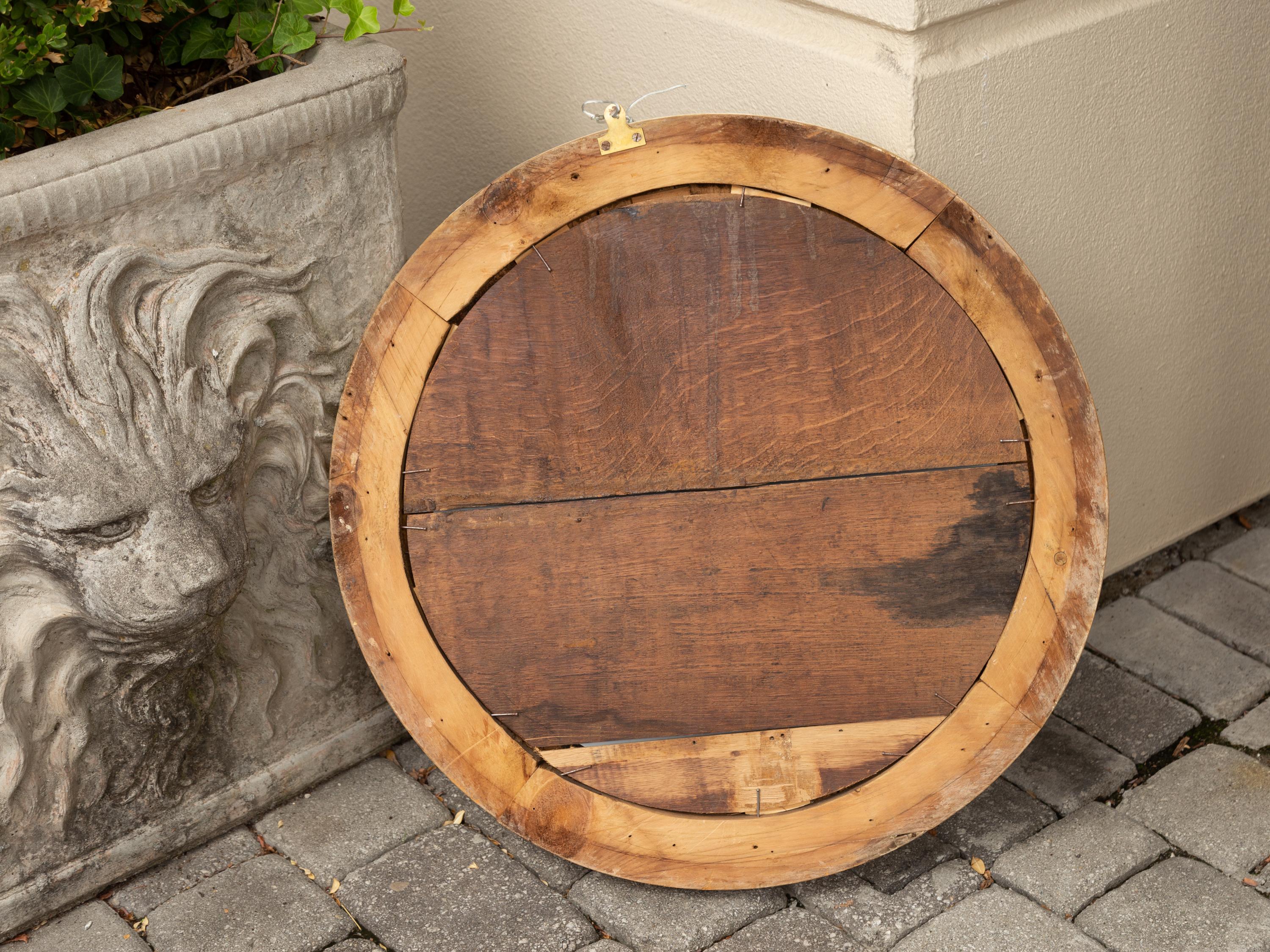 English 1870s Painted Wood Convex Bullseye Mirror with Ebonized Accents 10