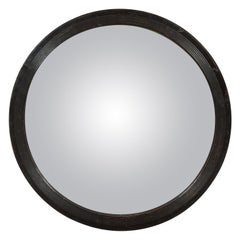 English 1880s Circular Convex Mirror with Reeded Accents and Dark Patina