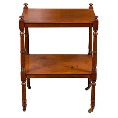 English 1880s Mahogany Trolley with Turned Legs, Lower Shelf and Casters