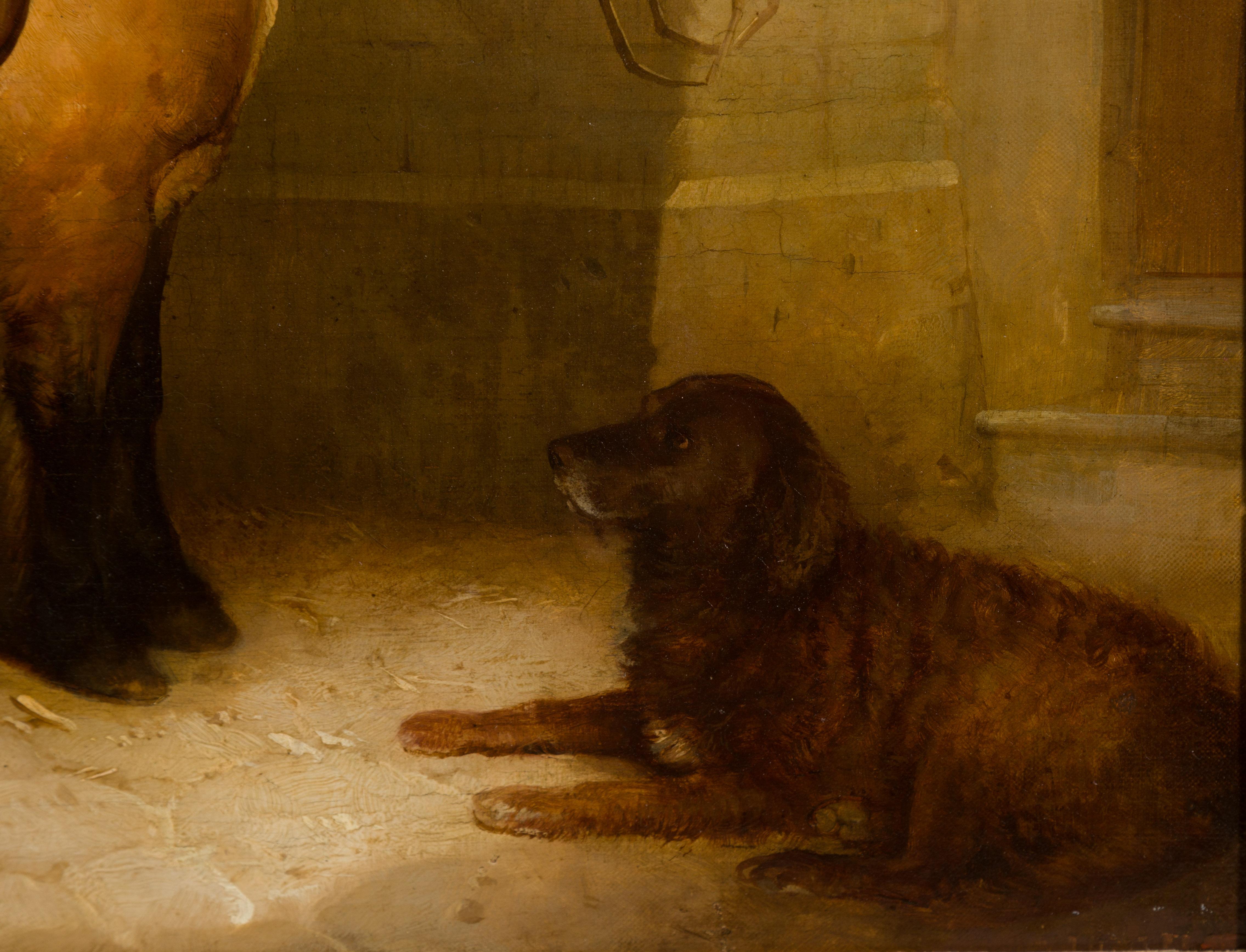 English 1880s Oil on Canvas Horse and Dog Painting from the Circle of Landseer 5