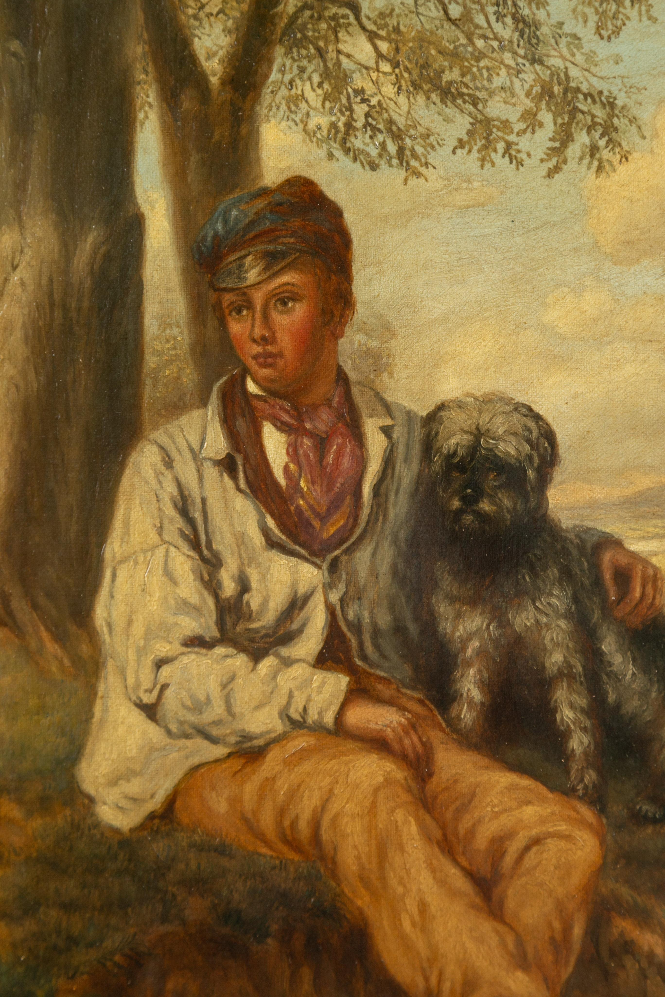 boy with dog painting