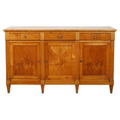 English 1880s Walnut Enfilade with Drawers over Doors and Diamond Motifs