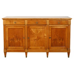 English 1880s Walnut Enfilade with Drawers over Doors and Diamond Motifs