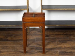 English 1880s Wooden Cutlery Box Mounted on Stand with Carved Spandrels