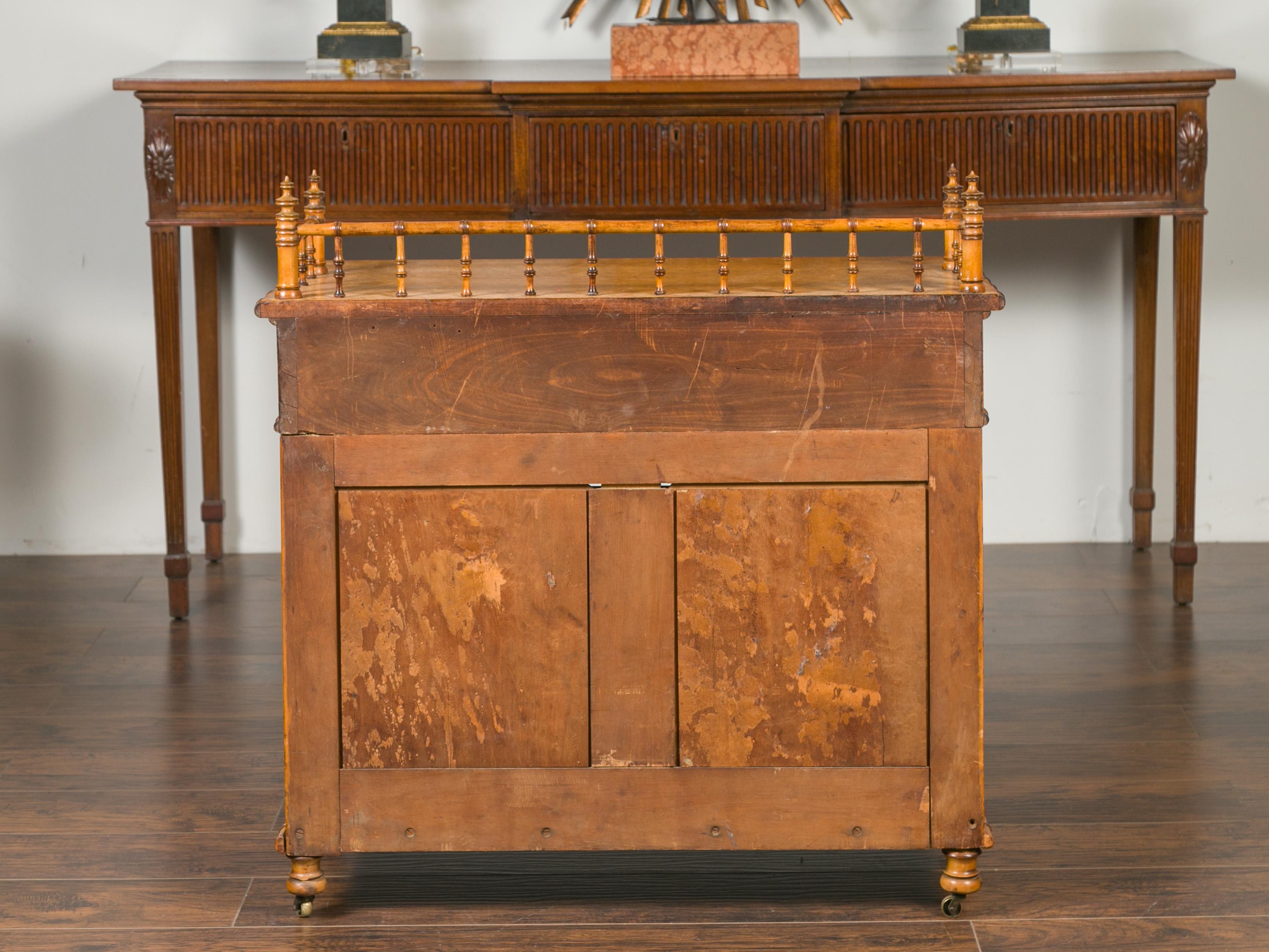 English 1890 Burl and Faux Bamboo Freestanding Étagère with Single Drawer 13