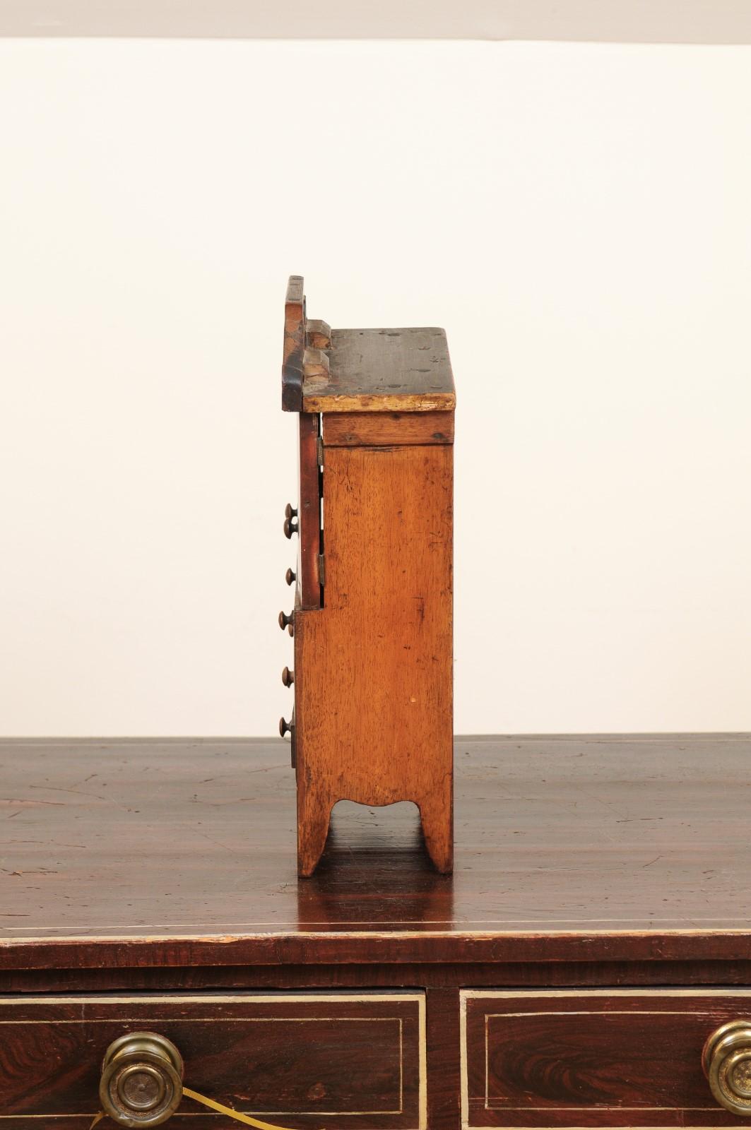 English 1890s Fruitwood Miniature Cabinet with Petite Doors and Three Drawers 8