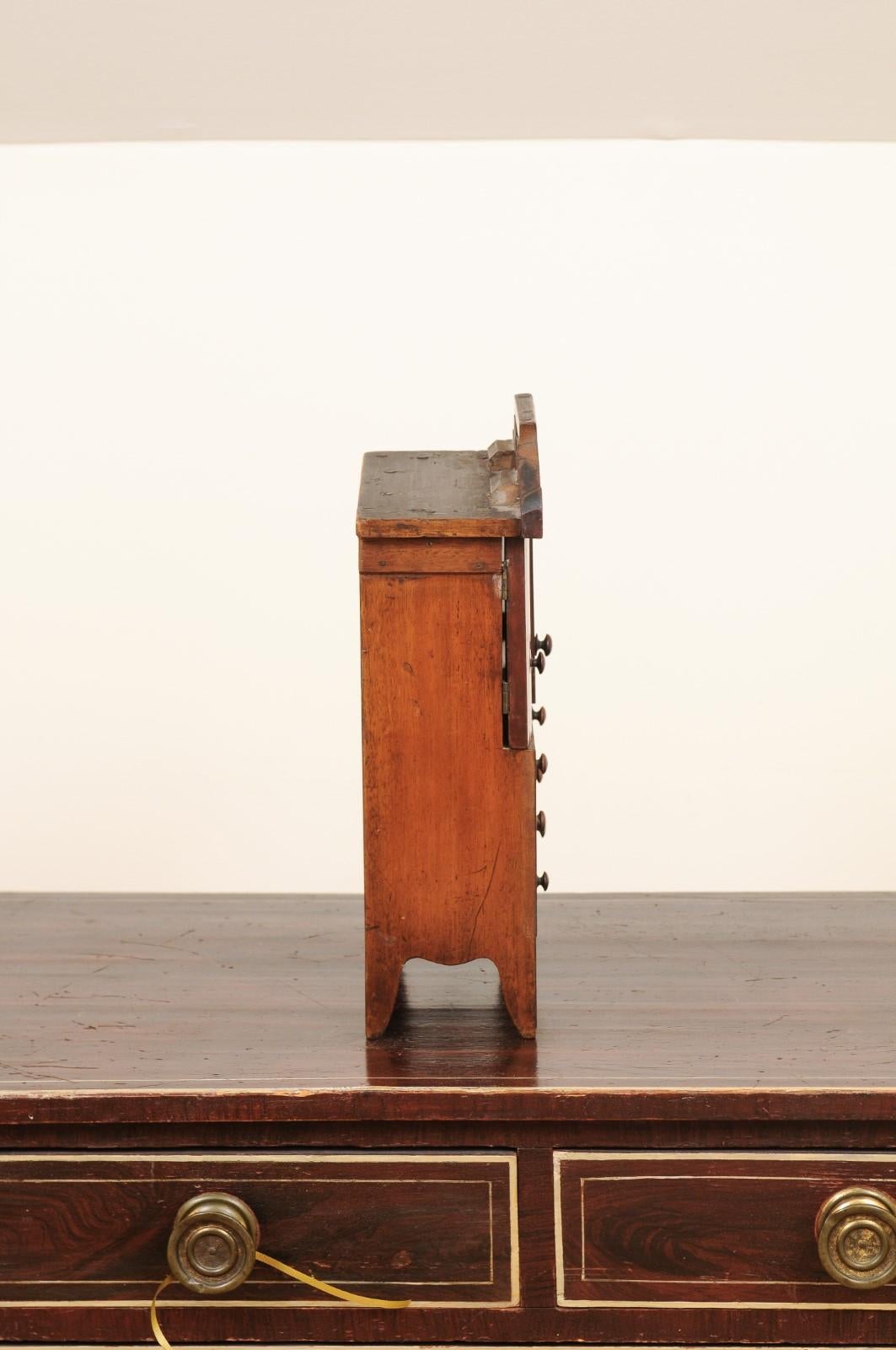 English 1890s Fruitwood Miniature Cabinet with Petite Doors and Three Drawers 4