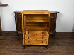 English 1890s Japonism Bamboo Cabinet with Two Doors and Three Drawers