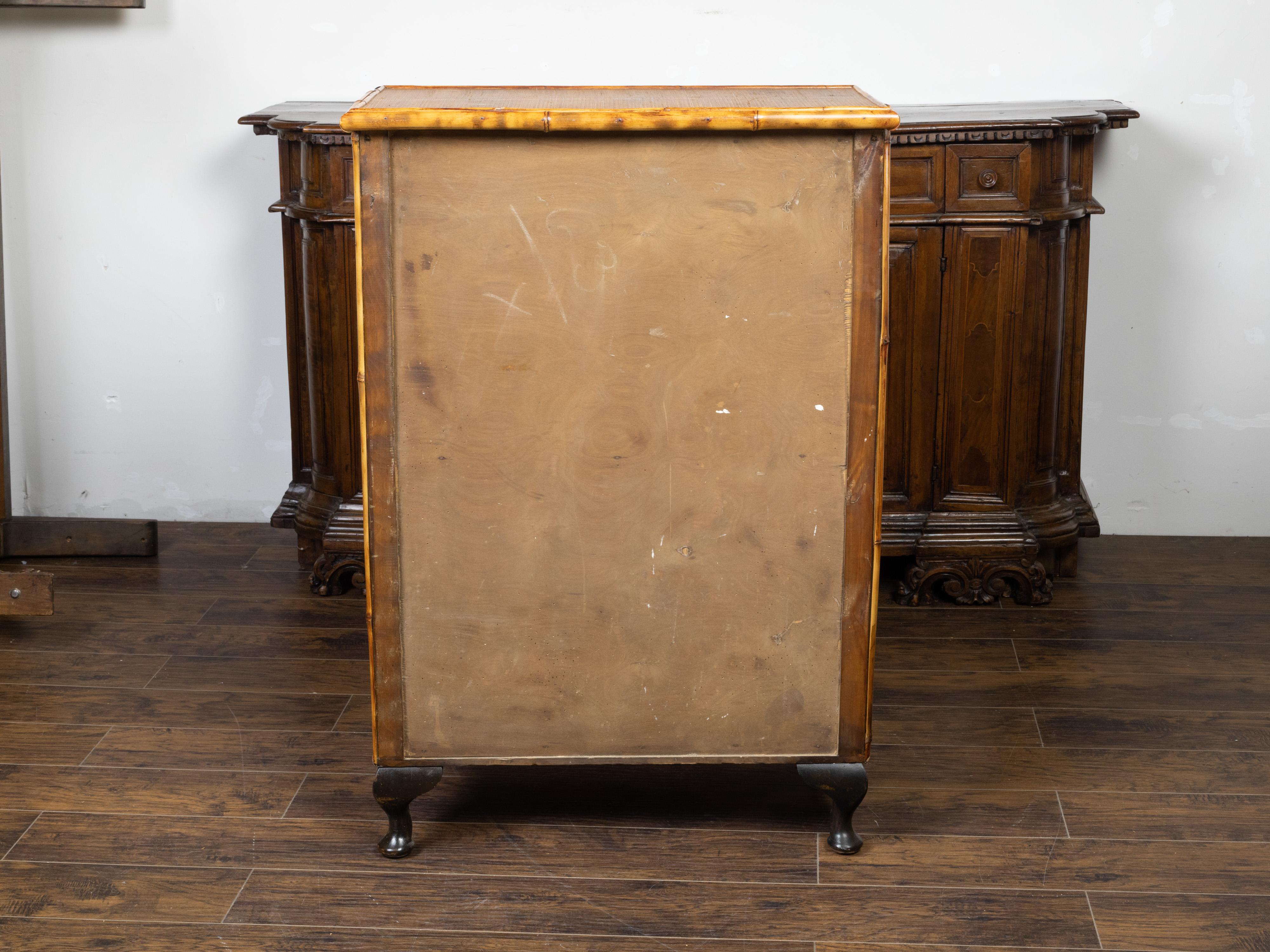 English 1890s Japonism Bamboo Cabinet with Two Doors and Three Drawers For Sale 2