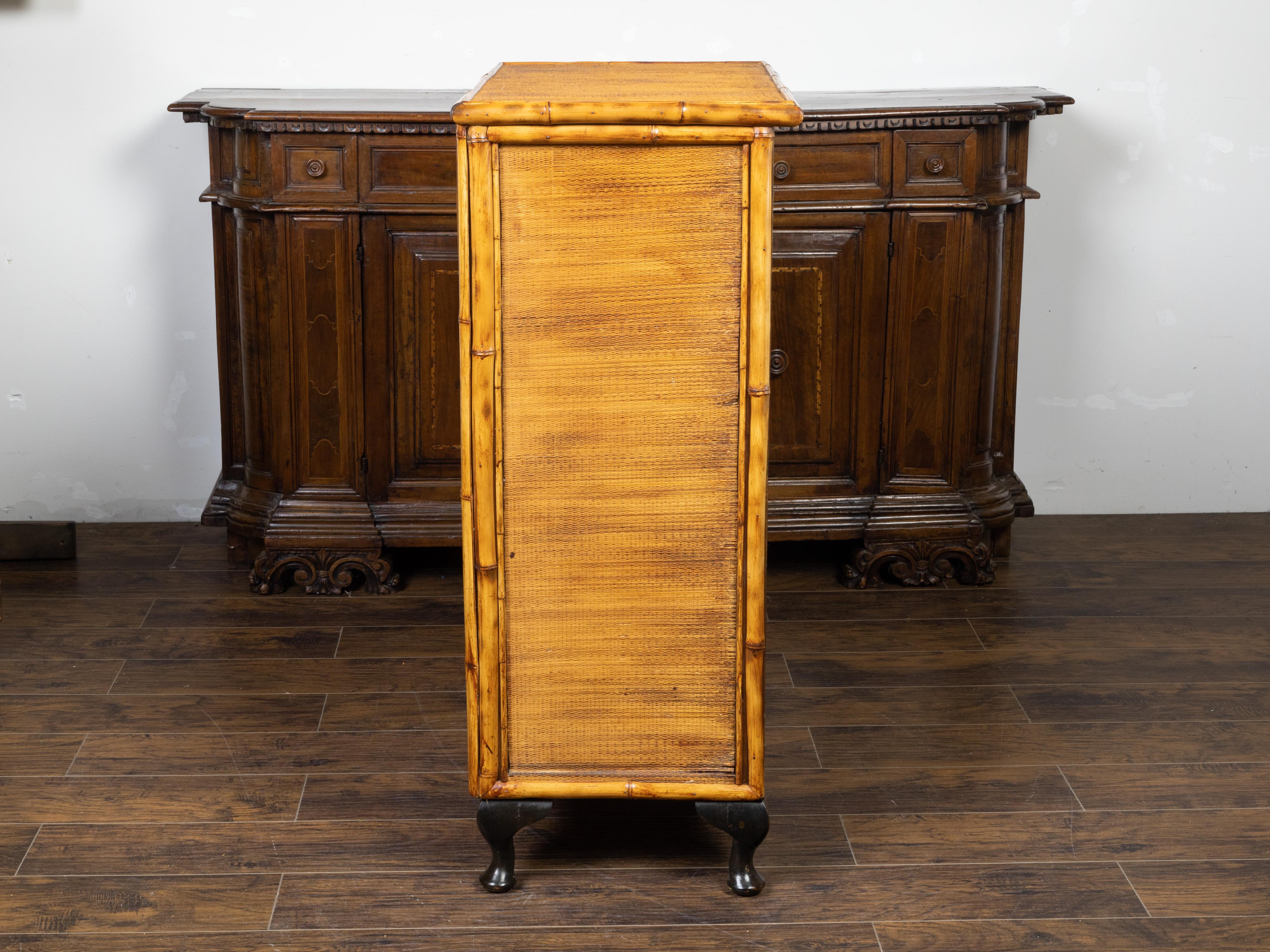 English 1890s Japonism Bamboo Cabinet with Two Doors and Three Drawers For Sale 3