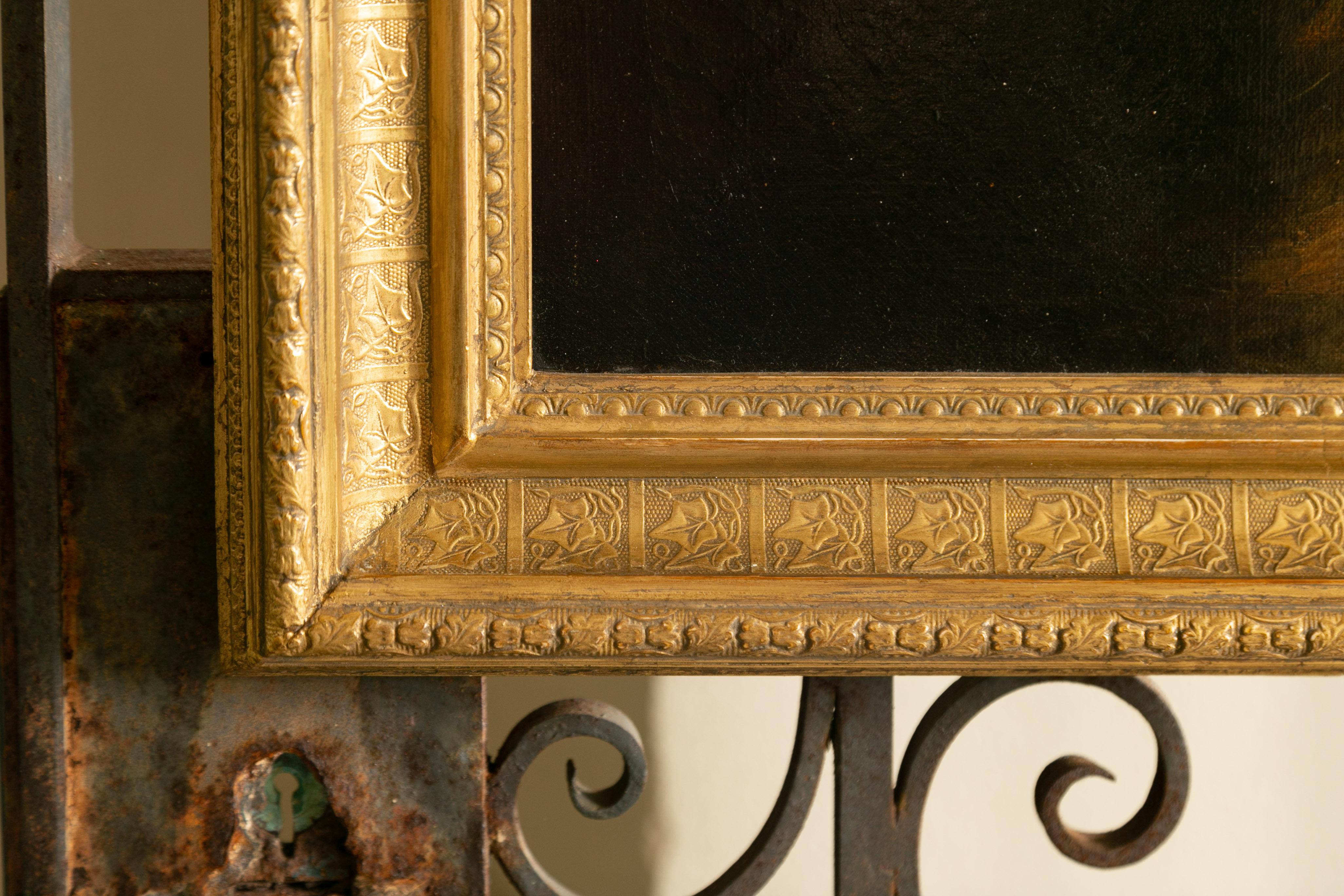 English 1890s Oil on Canvas Dog Painting in Antique Giltwood Frame In Good Condition In Atlanta, GA