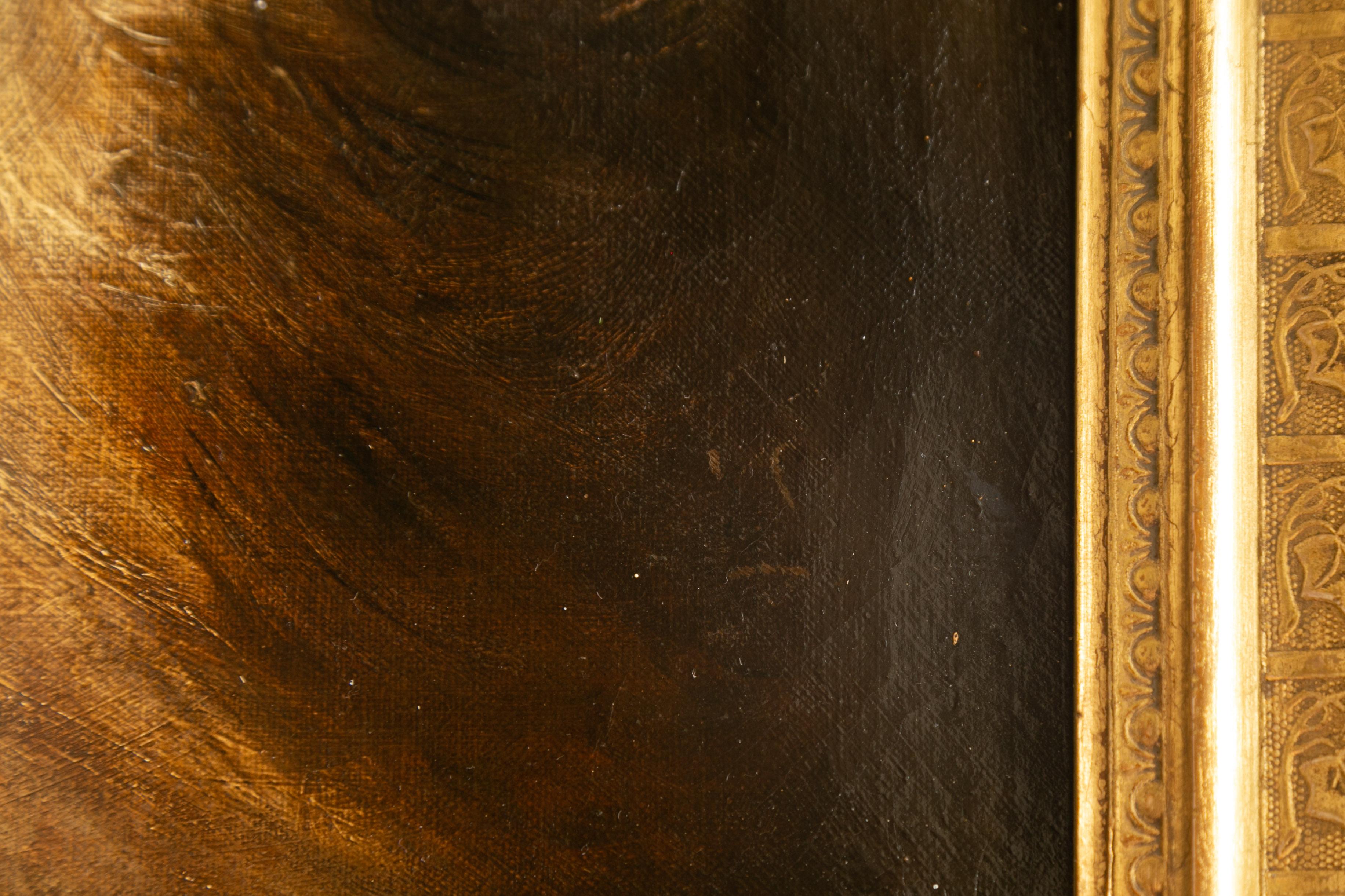 English 1890s Oil on Canvas Dog Painting in Antique Giltwood Frame 2
