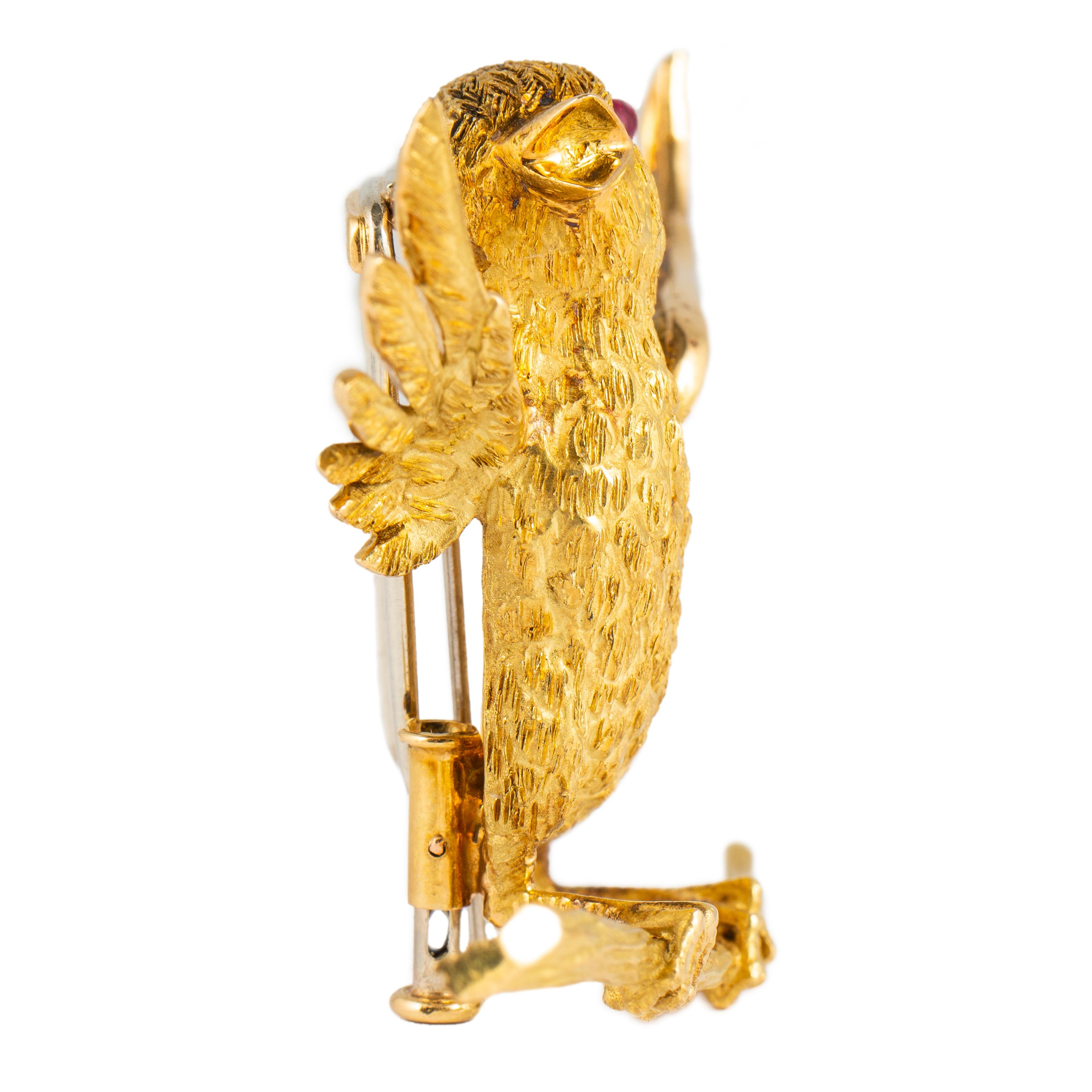 English 18k Gold Chirping Chick Brooch, Garrard & Company, 1970s For Sale 1
