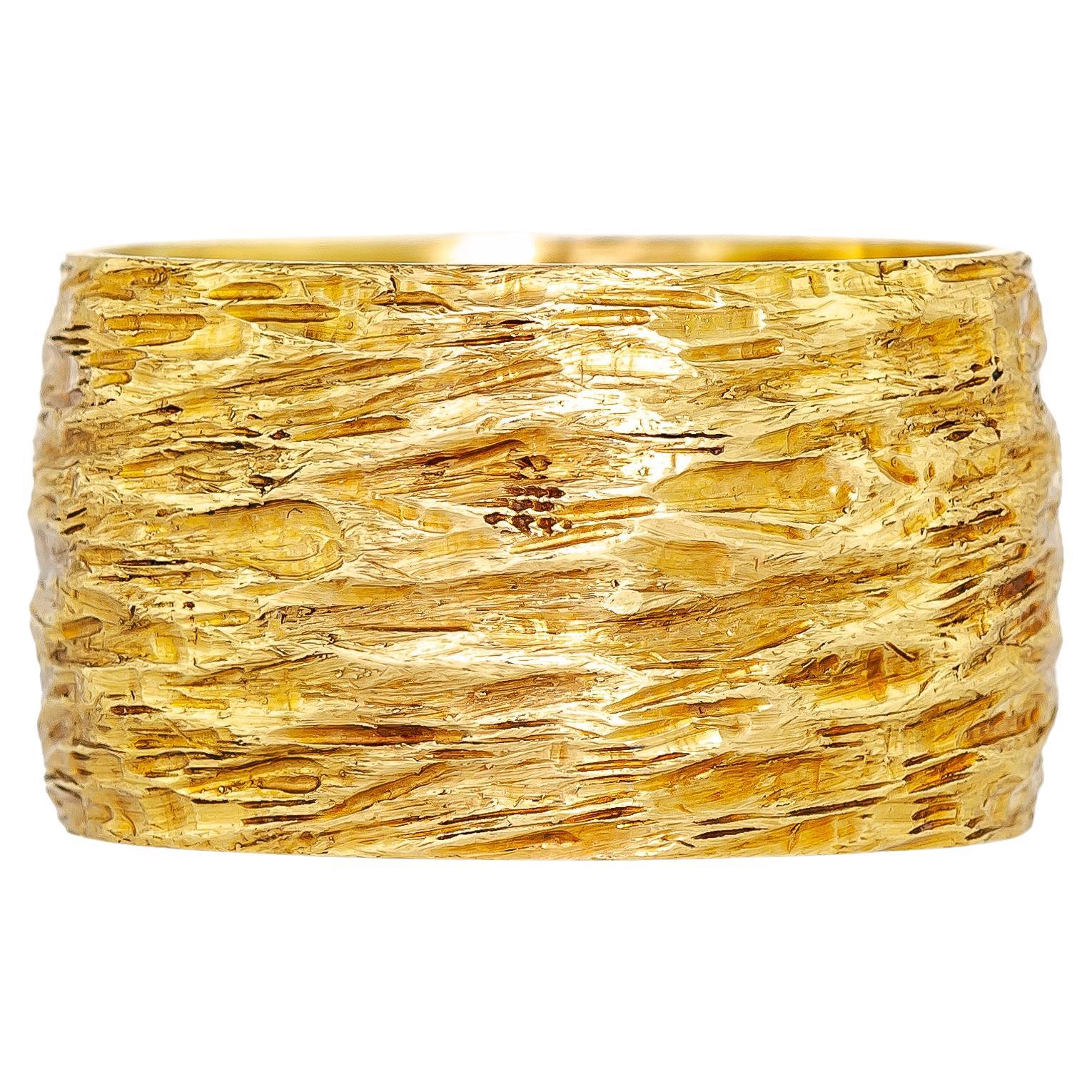 English 18Kt Yellow Gold Wide Circa 1965 Ring For Sale