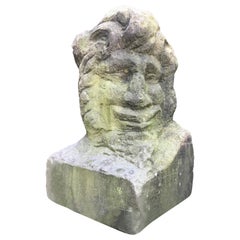 Busto intagliato a mano di Cernunnos o Uomo Verde, inglese del XVIII secolo