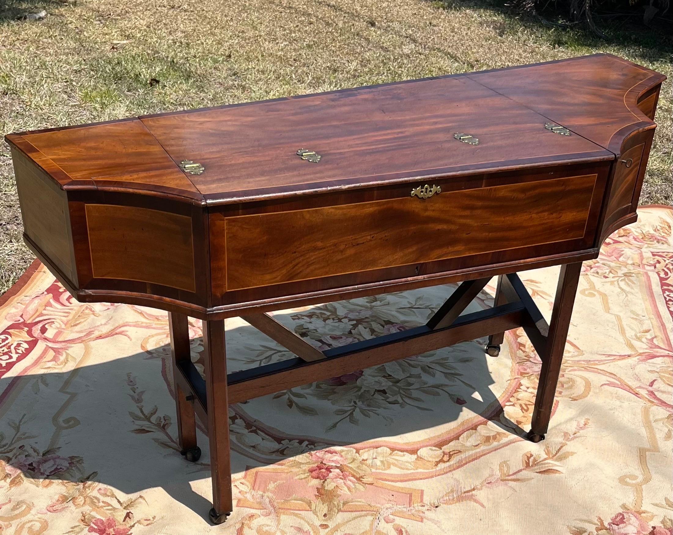 English 18th C. Spinet Case by Crang & Hancock London Converted Writing Desk For Sale 8