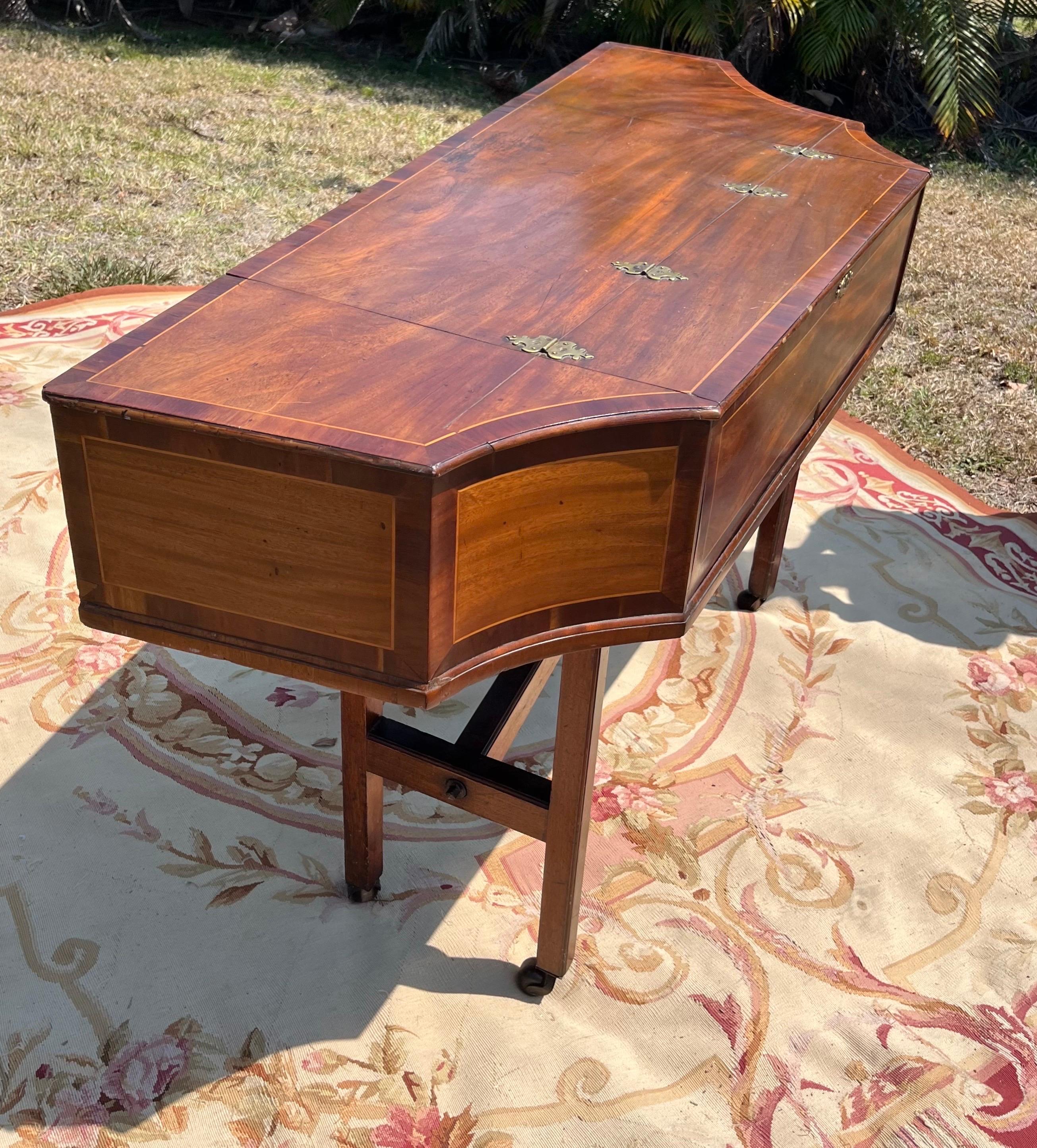 English 18th C. Spinet Case by Crang & Hancock London Converted Writing Desk For Sale 9