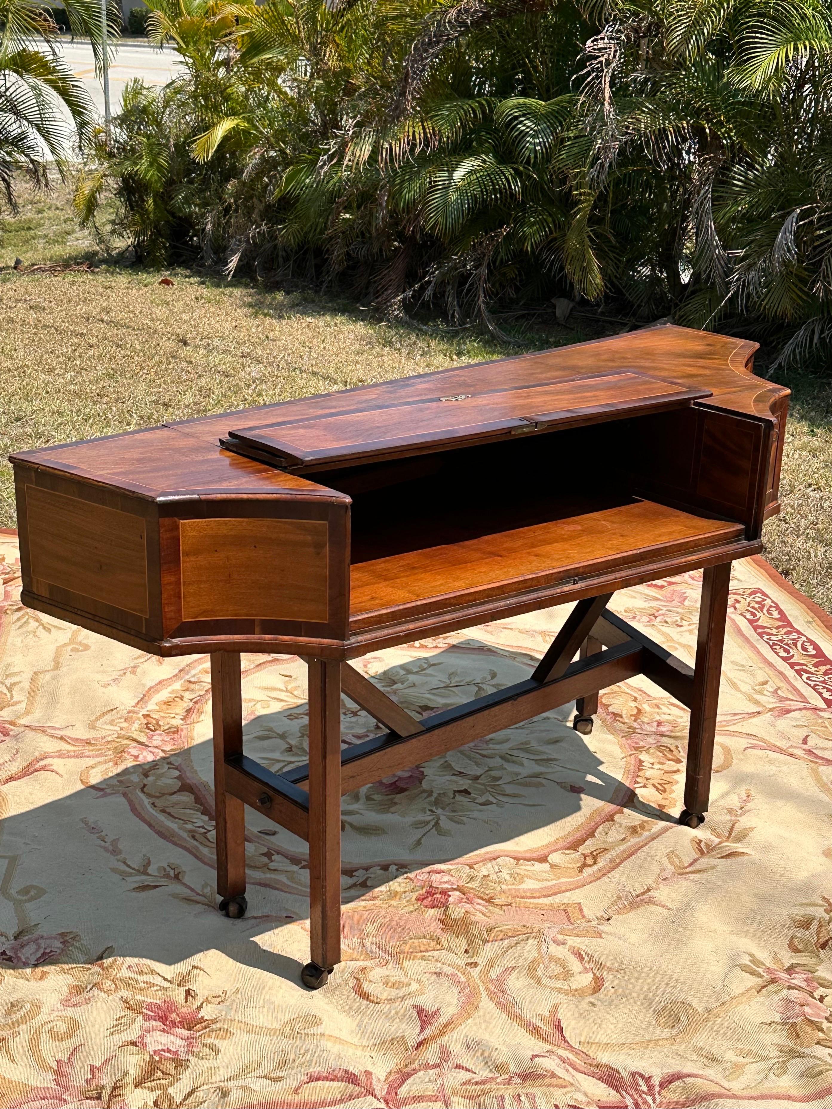 Baroque English 18th C. Spinet Case by Crang & Hancock London Converted Writing Desk For Sale