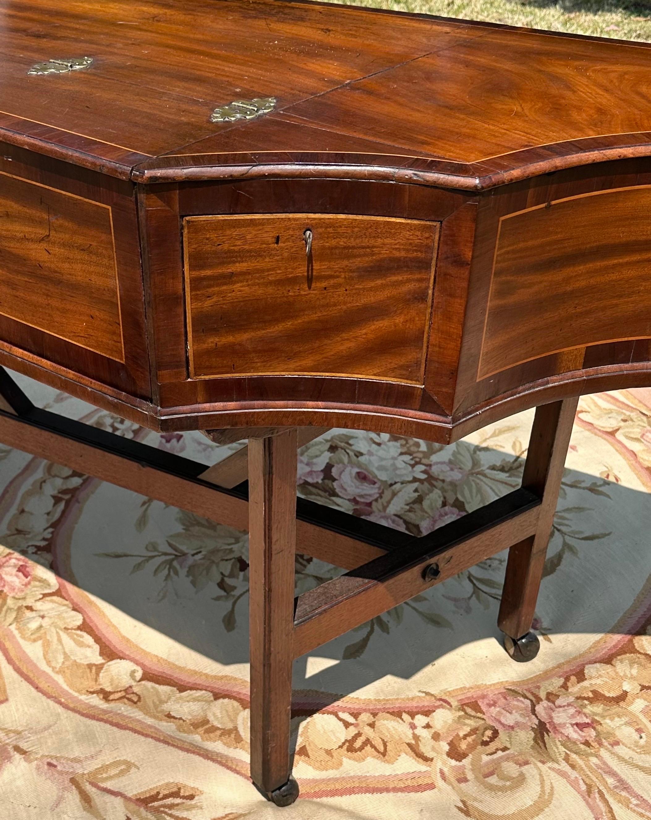 Veneer English 18th C. Spinet Case by Crang & Hancock London Converted Writing Desk For Sale