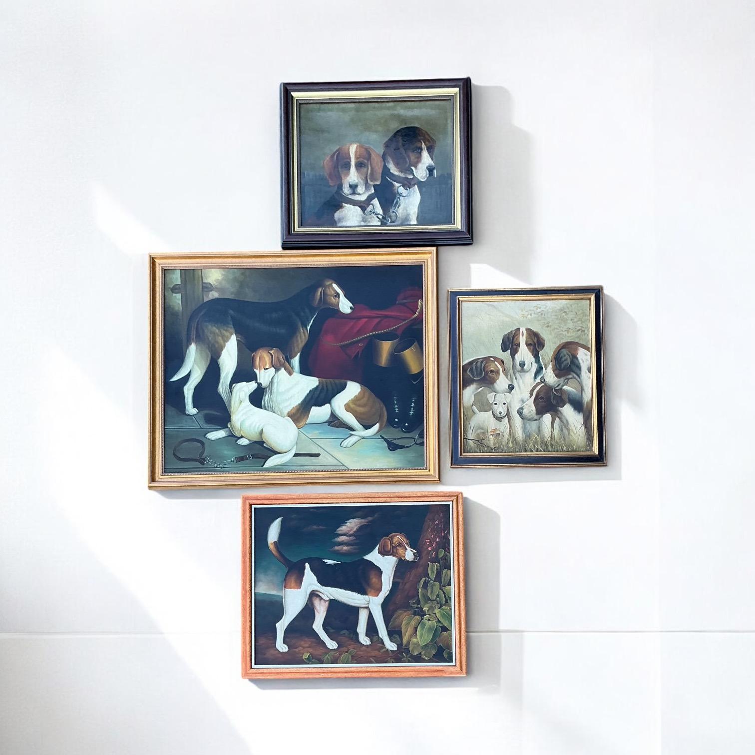 English 18th-C. Style Hunt Dog / Hound Oil On Canvas Chelsea House -Stubbs S/4 For Sale 3