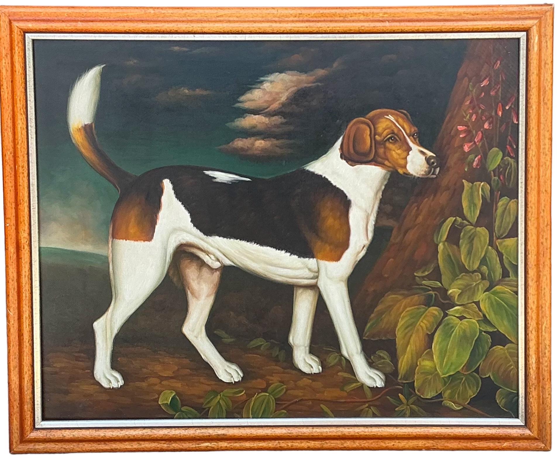 Victorian English 18th-C. Style Hunt Dog / Hound Oil On Canvas Chelsea House -Stubbs S/4 For Sale