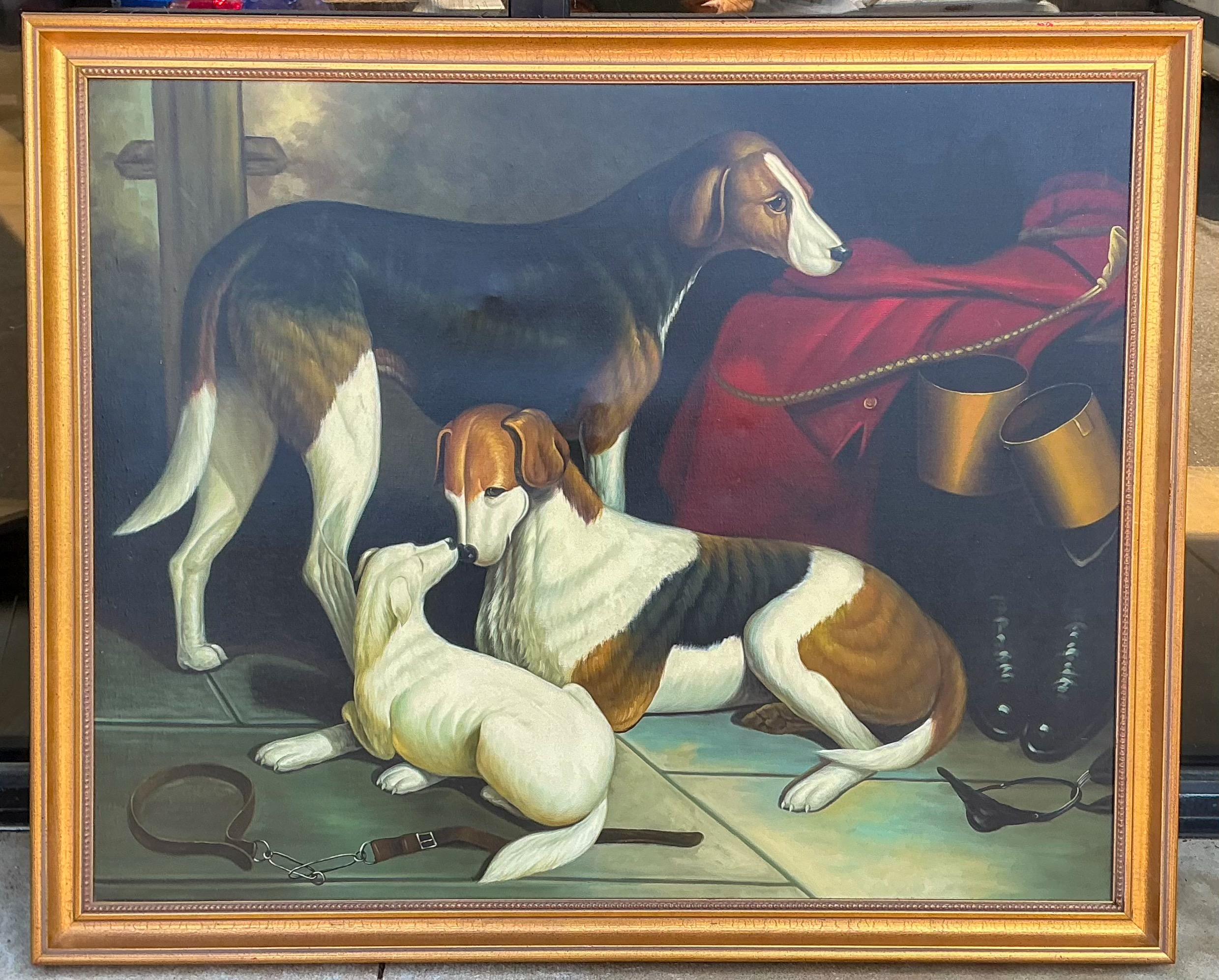 American English 18th-C. Style Hunt Dog / Hound Oil On Canvas Chelsea House -Stubbs S/4 For Sale