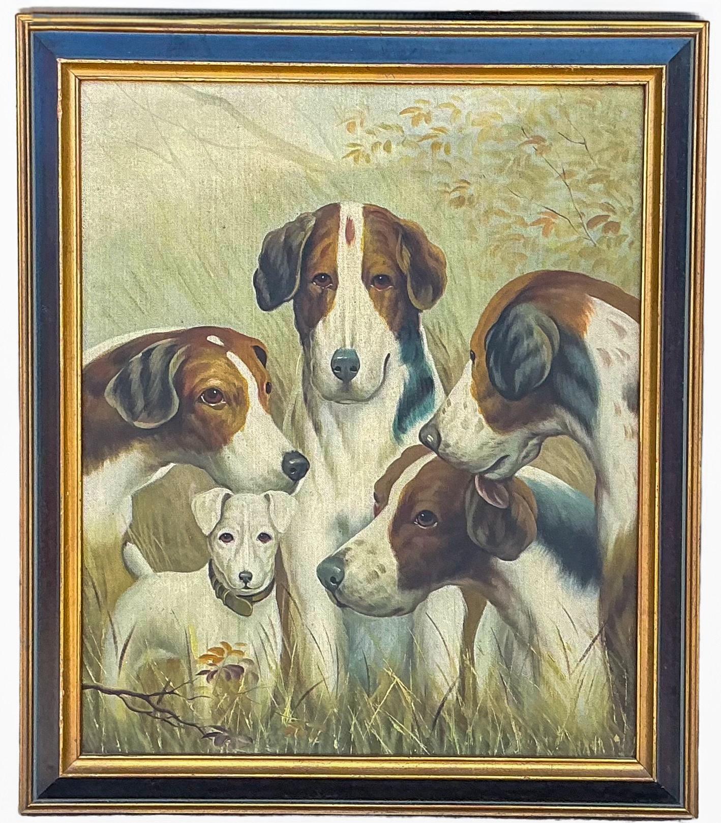 20th Century English 18th-C. Style Hunt Dog / Hound Oil On Canvas Chelsea House -Stubbs S/4 For Sale