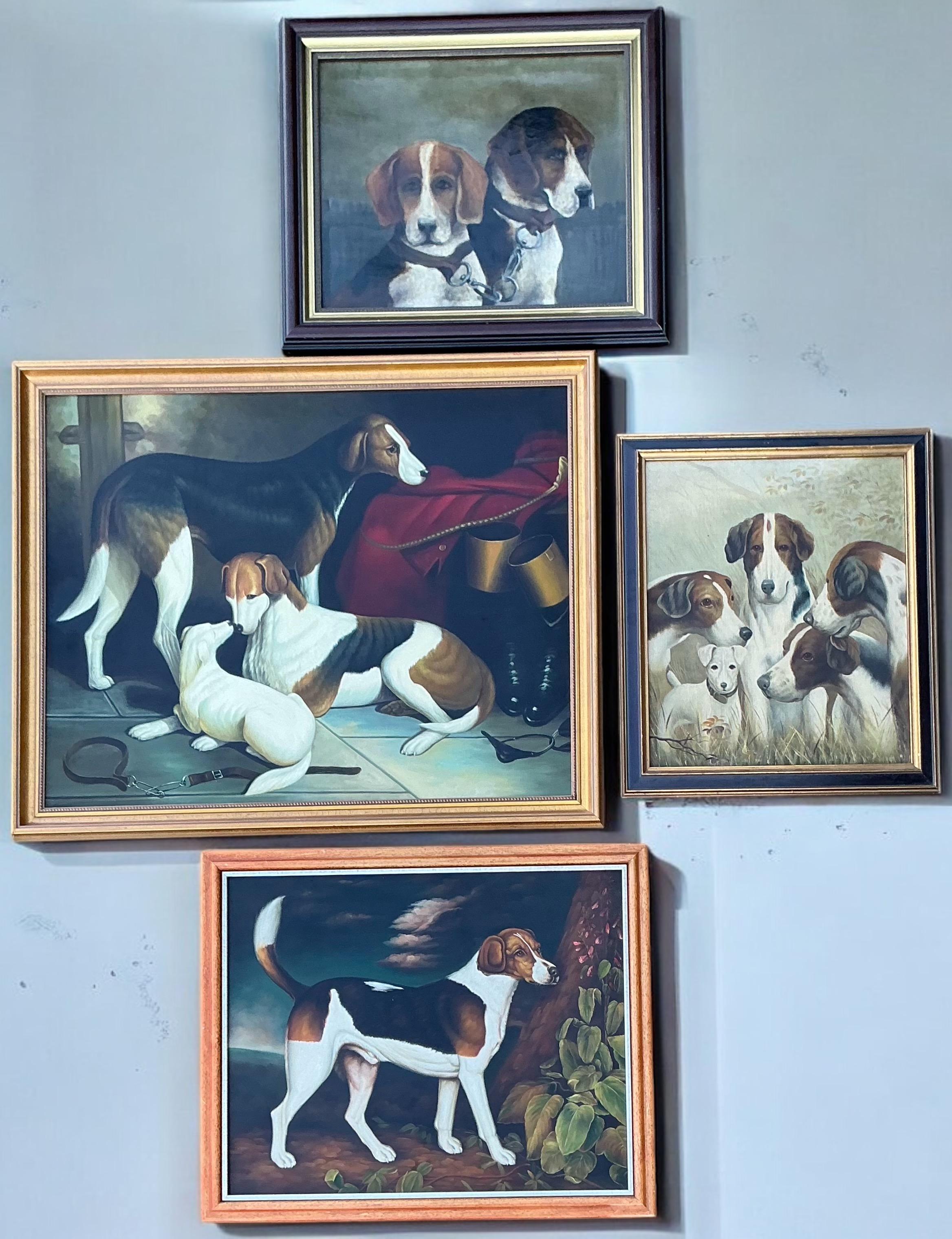 English 18th-C. Style Hunt Dog / Hound Oil On Canvas Chelsea House -Stubbs S/4 For Sale 2