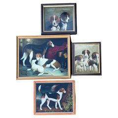 English 18th-C. Style Hunt Dog / Hound Oil On Canvas Chelsea House -Stubbs S/4