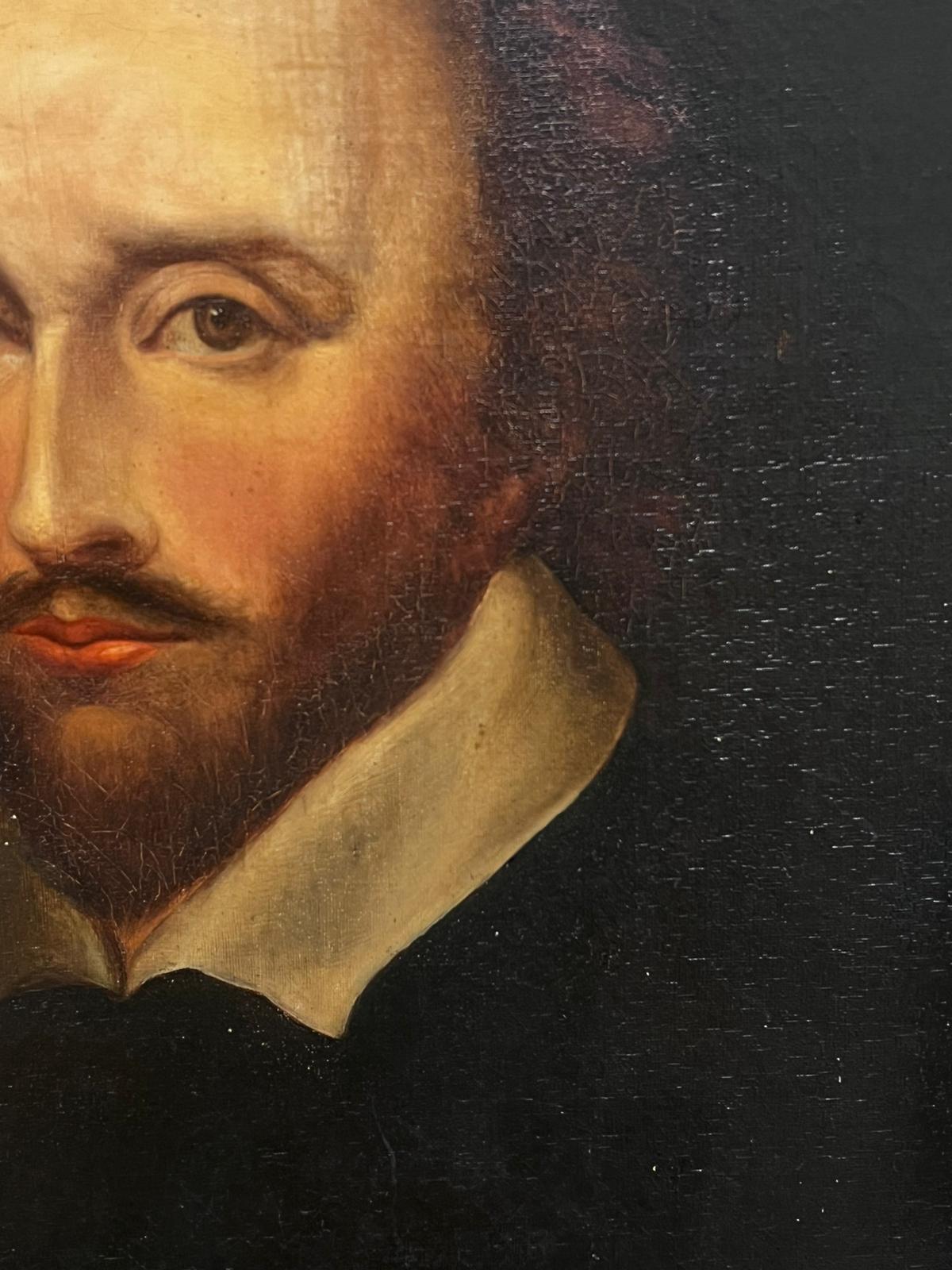Antique British Oil Painting Portrait of William Shakespeare Fine Oil on Canvas For Sale 1