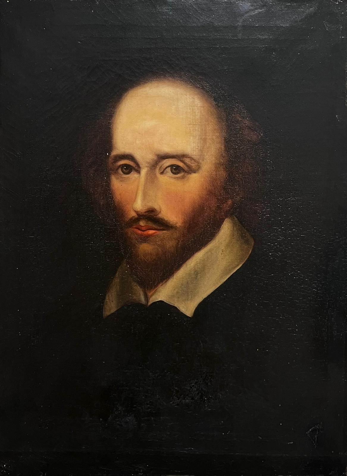 English 18th Century  Figurative Painting - Antique British Oil Painting Portrait of William Shakespeare Fine Oil on Canvas