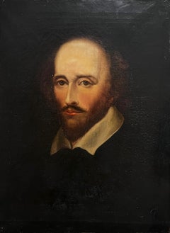 Antique British Oil Painting Portrait of William Shakespeare Fine Oil on Canvas
